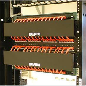 NEAT-PATCH NP2K624 Cable Management Kit organizing 24-port patch panels with uniform bend radius control and clean routing